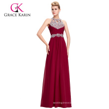 Grace Karin Full-Length Long Evening Gowns Backless Halter Sequined Chiffon Red Beaded Evening Dresses GK000086-1